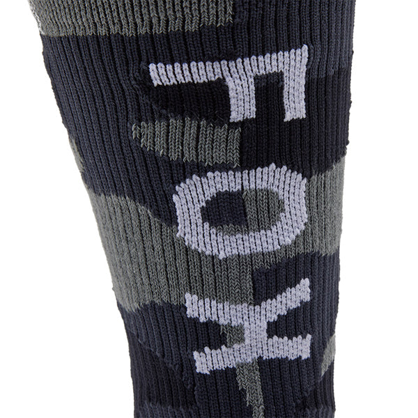 Fox Racing Camo Crew Socks side view in Blk/Camo sizes XS/SM, SM/MD, LG/XL SKU 32869-247-XS/S. Socks | Available at BTO Sports