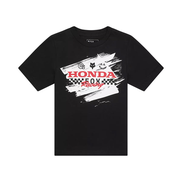 Crisp studio image on a white background of Fox Racing Fox x Honda Tee (Youth); showing tee fit, printed graphics, and crew neckline; SKU 33568-003-YS