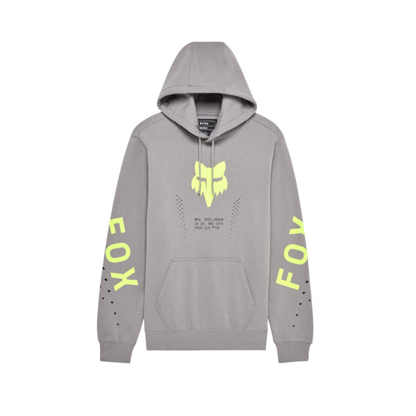 Fox Racing Shield Pullover Hoodie front angle view in Steel/Gry sizes SM, MD, LG, XL, 2X SKU 36268-172-S. Sweatshirts & Hoodies | Available at BTO Sports