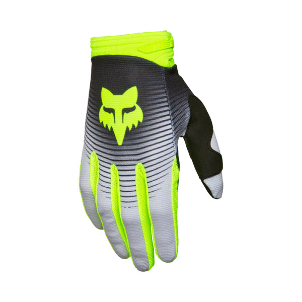 Fox Racing 180 Collect Gloves front angle view Colors: Grey/Yellow Sizes: SM to 2X SKU:36304-086 | Available at BTO Sports.