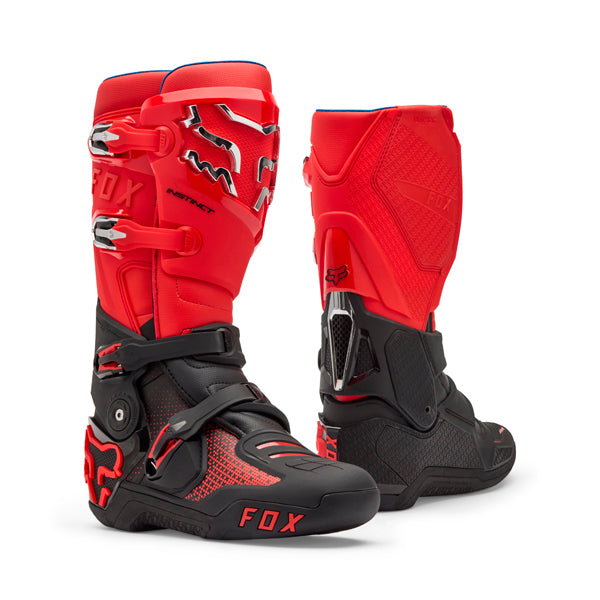 Fox Racing Instinct Boots front angle view in Wht/Blk/Gry sizes 8, 9, 9.5, 10, 10.5, 11, 11.5, 12, 13, 14 SKU 36361-537-. Boots | Available at BTO Sports