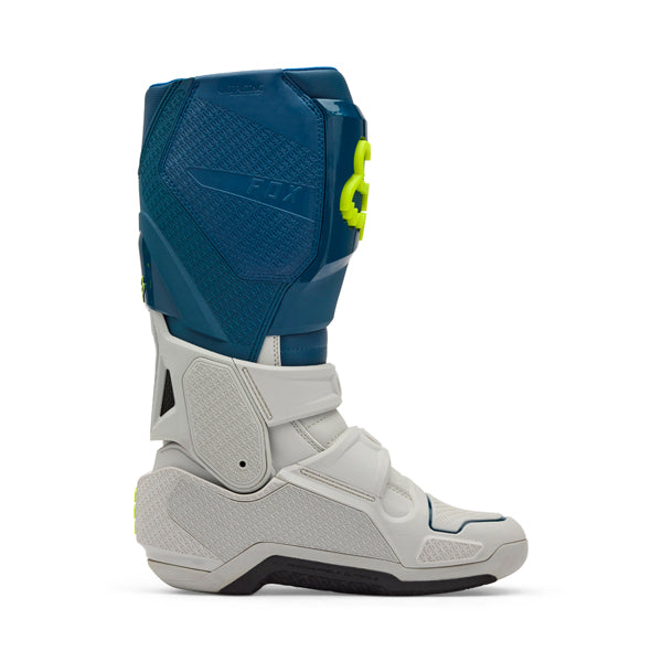 Fox Racing Instinct Boots rear view in Wht/Blk/Gry sizes 8, 9, 9.5, 10, 10.5, 11, 11.5, 12, 13, 14 SKU 36361-537-. Boots | Available at BTO Sports
