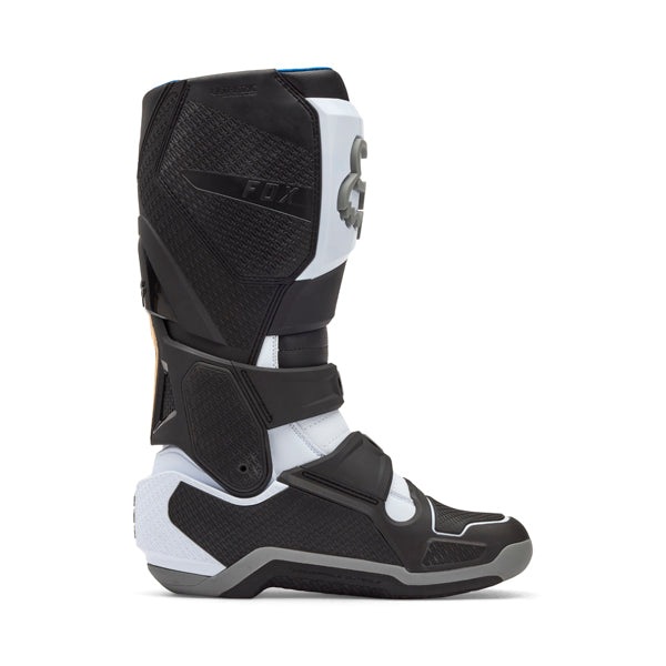 Fox Racing Instinct Boots rear view in Wht/Blk/Gry sizes 8, 9, 9.5, 10, 10.5, 11, 11.5, 12, 13, 14 SKU 36361-537-. Boots | Available at BTO Sports