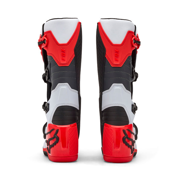 Fox Racing Comp Boots product image in Wht/Flo/Red sizes 8, 9, 9.5, 10, 10.5, 11, 11.5, 12, 13, 14 SKU 36362-047-. Boots | Available at BTO Sports
