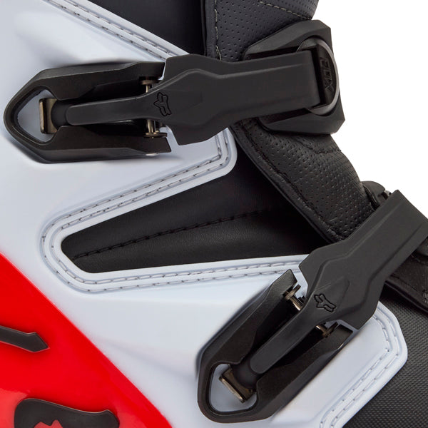 Fox Racing Comp Boots product image in Wht/Flo/Red sizes 8, 9, 9.5, 10, 10.5, 11, 11.5, 12, 13, 14 SKU 36362-047-. Boots | Available at BTO Sports