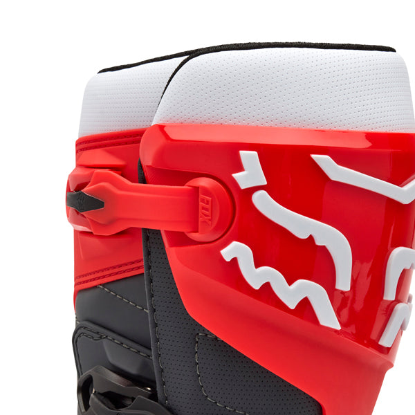 Fox Racing Comp Boots product image in Wht/Flo/Red sizes 8, 9, 9.5, 10, 10.5, 11, 11.5, 12, 13, 14 SKU 36362-047-. Boots | Available at BTO Sports