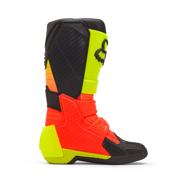 Fox Racing Comp Boots rear view in Wht/Flo/Red sizes 8, 9, 9.5, 10, 10.5, 11, 11.5, 12, 13, 14 SKU 36362-047-. Boots | Available at BTO Sports