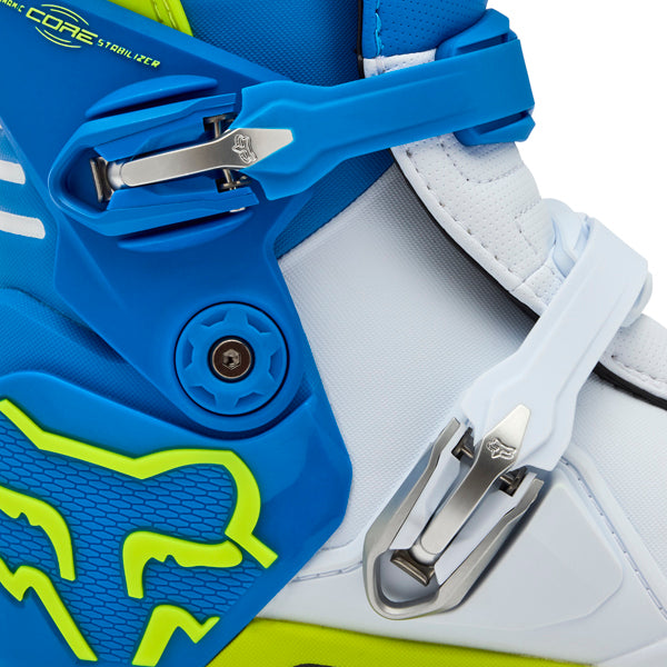Fox Racing Motion Boots product image in Blu/Gry/Wht sizes 5, 6, 7, 8, 9, 9.5, 10, 10.5, 11, 11.5, 12, 13, 14 SKU 36363-424-. Boots | Available at BTO Sports