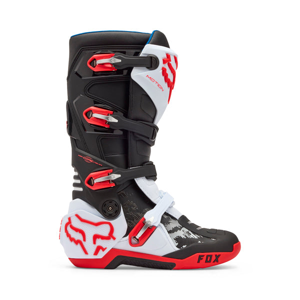 Fox Racing Motion Boots side view in Blu/Gry/Wht sizes 5, 6, 7, 8, 9, 9.5, 10, 10.5, 11, 11.5, 12, 13, 14 SKU 36363-424-. Boots | Available at BTO Sports