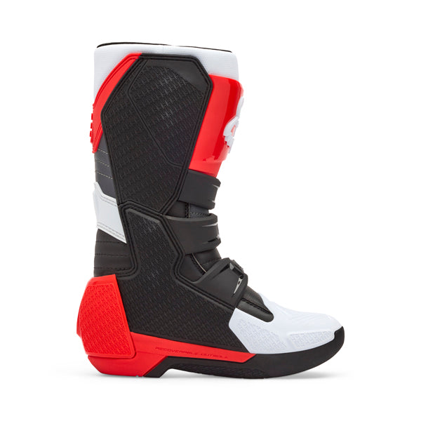 Fox Racing Comp Boots (Youth) rear view in Wht/Flo/Red sizes Y-1, Y-2, Y-3, Y-4, Y-5, Y-6, Y-7, Y-8 SKU 36364-047-. Boots | Available at BTO Sports