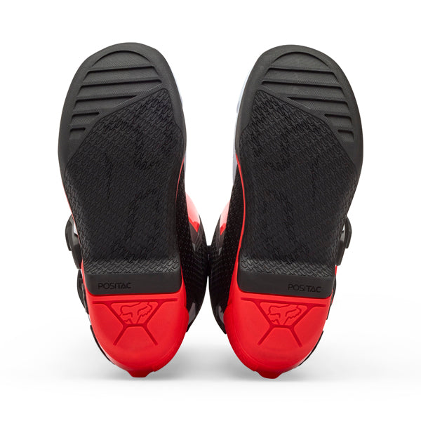 Fox Racing Comp Boots (Youth) product image in Wht/Flo/Red sizes Y-1, Y-2, Y-3, Y-4, Y-5, Y-6, Y-7, Y-8 SKU 36364-047-. Boots | Available at BTO Sports