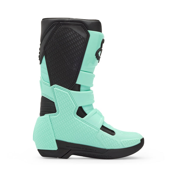 Fox Racing Comp Boots (Youth) rear view in Wht/Flo/Red sizes Y-1, Y-2, Y-3, Y-4, Y-5, Y-6, Y-7, Y-8 SKU 36364-047-. Boots | Available at BTO Sports