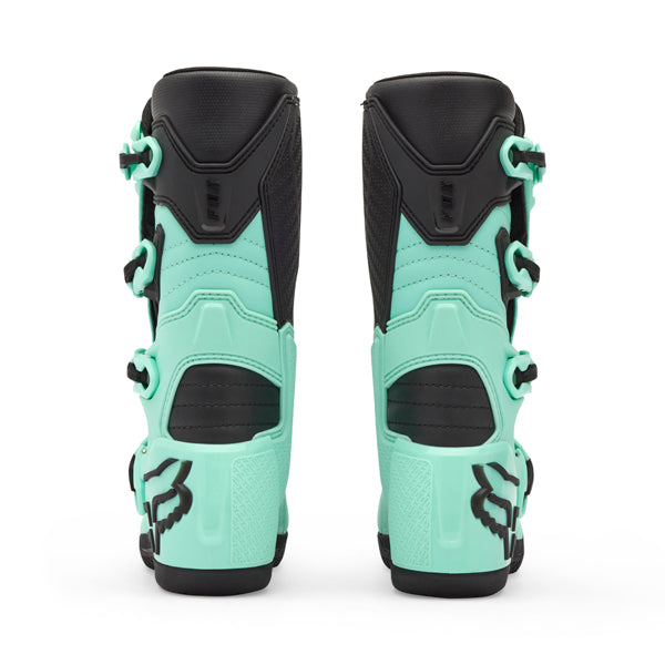 Fox Racing Comp Boots (Youth) product image in Wht/Flo/Red sizes Y-1, Y-2, Y-3, Y-4, Y-5, Y-6, Y-7, Y-8 SKU 36364-047-. Boots | Available at BTO Sports