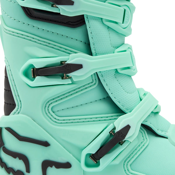 Fox Racing Comp Boots (Youth) product image in Wht/Flo/Red sizes Y-1, Y-2, Y-3, Y-4, Y-5, Y-6, Y-7, Y-8 SKU 36364-047-. Boots | Available at BTO Sports