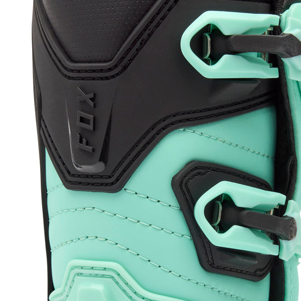 Fox Racing Comp Boots (Youth) product image in Wht/Flo/Red sizes Y-1, Y-2, Y-3, Y-4, Y-5, Y-6, Y-7, Y-8 SKU 36364-047-. Boots | Available at BTO Sports