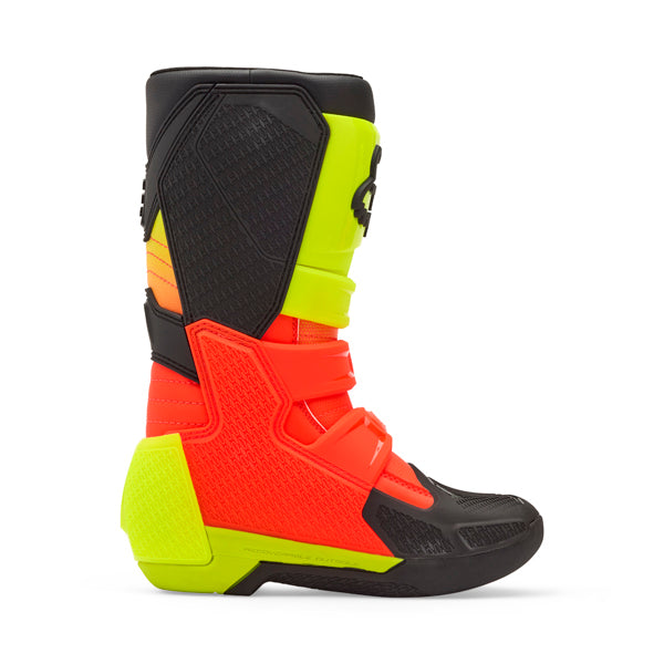Fox Racing Comp Boots (Youth) rear view in Wht/Flo/Red sizes Y-1, Y-2, Y-3, Y-4, Y-5, Y-6, Y-7, Y-8 SKU 36364-047-. Boots | Available at BTO Sports