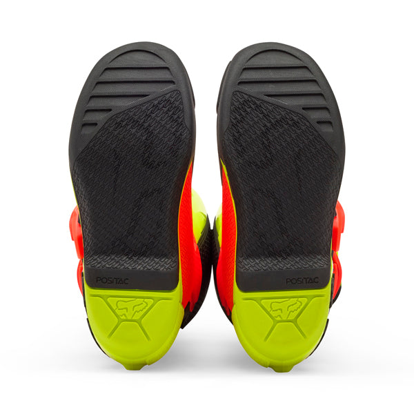 Fox Racing Comp Boots (Youth) product image in Wht/Flo/Red sizes Y-1, Y-2, Y-3, Y-4, Y-5, Y-6, Y-7, Y-8 SKU 36364-047-. Boots | Available at BTO Sports