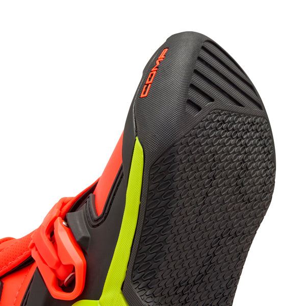 Fox Racing Comp Boots (Youth) product image in Wht/Flo/Red sizes Y-1, Y-2, Y-3, Y-4, Y-5, Y-6, Y-7, Y-8 SKU 36364-047-. Boots | Available at BTO Sports