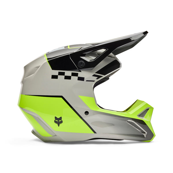 Image of Fox Racing - V1 Collect Helmet (Youth) | SKU 36379-086 | Colors: Blue/Pink, Grey/Yellow | Sizes: Y-SM to Y-LG | Available at BTO Sports