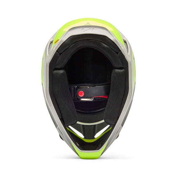 Image of Fox Racing - V1 Collect Helmet (Youth) | SKU 36379-086 | Colors: Blue/Pink, Grey/Yellow | Sizes: Y-SM to Y-LG | Available at BTO Sports