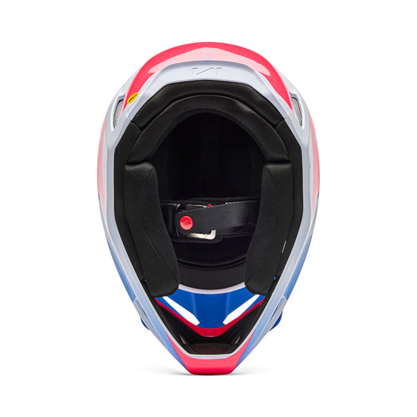 Image of Fox Racing - V1 Collect Helmet (Youth) | SKU 36379-086 | Colors: Blue/Pink, Grey/Yellow | Sizes: Y-SM to Y-LG | Available at BTO Sports