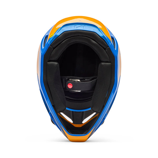 Image of Fox Racing - V1 Collect Helmet | SKU 36380-002 | Colors: Blue/Pink, Grape, Grey/Yellow, Blue | Sizes: XS to 2X | Available at BTO Sports