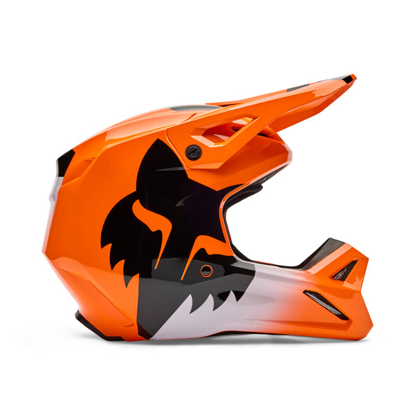Front view of V1 Shield Helmet in flo orange showing vent placement and Mips® protection, SKU 36385824, sizes XS, SM, MD, LG, XL, size XS, sizes XS to XL.