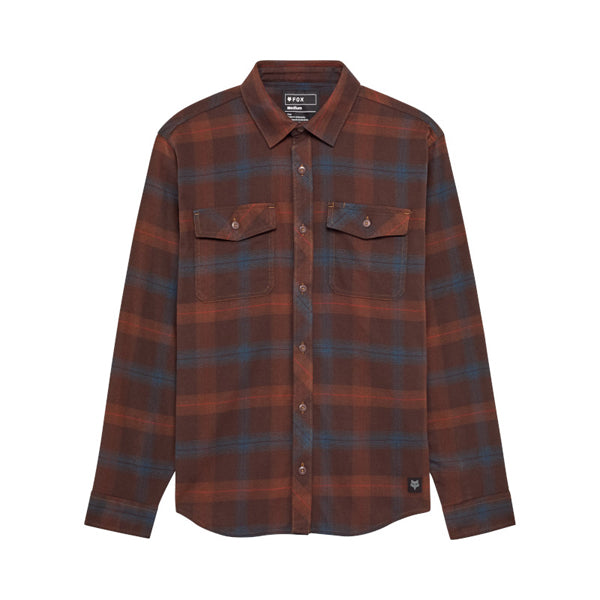 Professional studio photo of Fox Racing Survivalist Core Flannel; showing flannel shirt fit, button front, and plaid pattern; SKU 36461-329-S