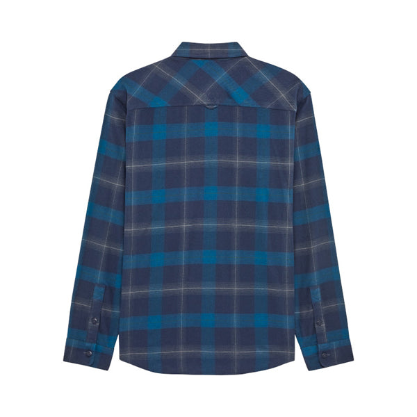 High-resolution studio image of Fox Racing Survivalist Core Flannel; showing flannel shirt fit, button front, and plaid pattern; SKU 36461-329-S