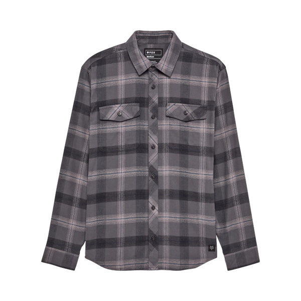 Clean studio shot of Fox Racing Survivalist Core Flannel; showing flannel shirt fit, button front, and plaid pattern; SKU 36461-329-S; Sizes: S-3XL