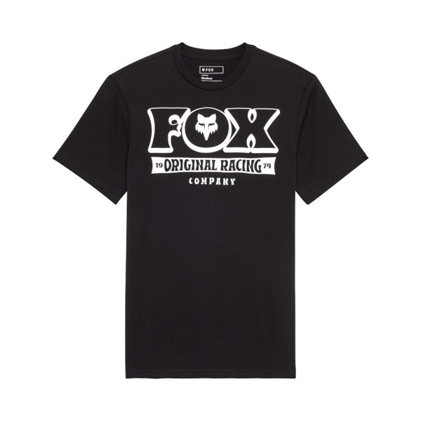 Crisp studio image on a white background of Fox Racing Banner Premium Tee; showing tee fit, printed graphics, and crew neckline; SKU 36467-330-S