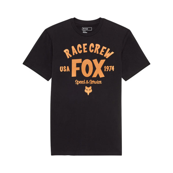Crisp studio image on a white background of Fox Racing Slogan Premium Tee; showing tee fit, printed graphics, and crew neckline; SKU 36468-122-S
