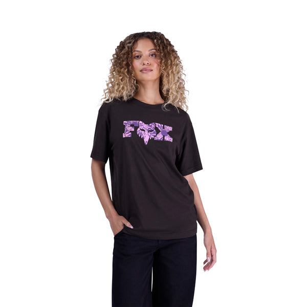 Studio photo on a white background of Fox Racing Image Phantom Tee (Womens); showing tee fit, printed graphics, and crew neckline; SKU 36504-008-XS