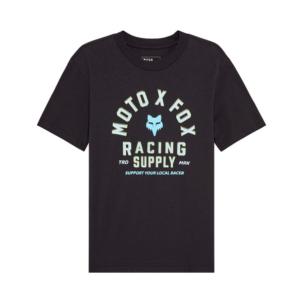 Crisp studio image on a white background of Fox Racing Local Racer Tee (Womens); showing tee fit, printed graphics, and crew neckline; SKU 36507-008-XS