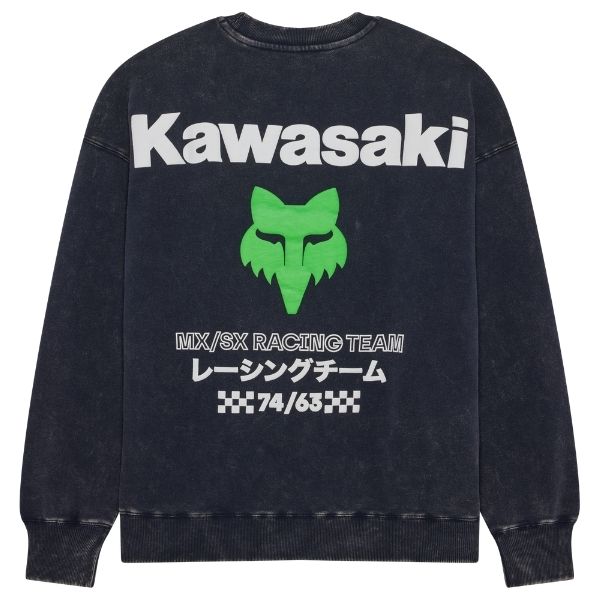 38290-329-M, Fox Racing, Kawasaki Heavyweight Crew Sweatshirt, Midnight Blue, Sizes SM, MD, LG, XL product photo