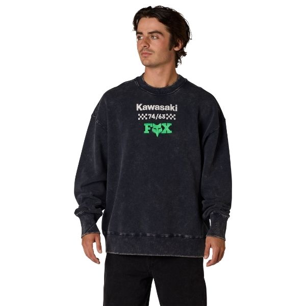 38290-329-L, Fox Racing, Kawasaki Heavyweight Crew Sweatshirt, Midnight Blue, Sizes SM, MD, LG, XL product photo