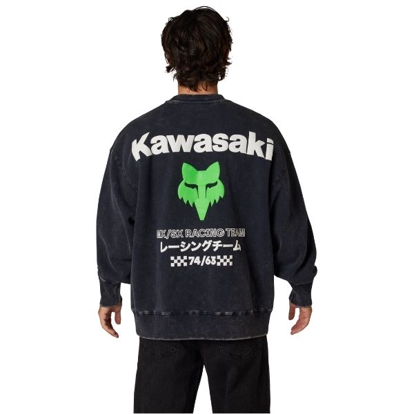 38290-329-XL, Fox Racing, Kawasaki Heavyweight Crew Sweatshirt, Midnight Blue, Sizes SM, MD, LG, XL product photo