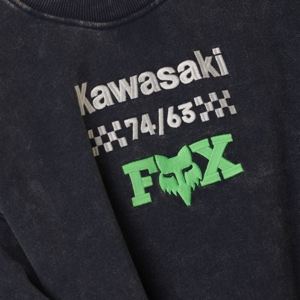 38290-329-2X, Fox Racing, Kawasaki Heavyweight Crew Sweatshirt, Midnight Blue, Sizes SM, MD, LG, XL product photo