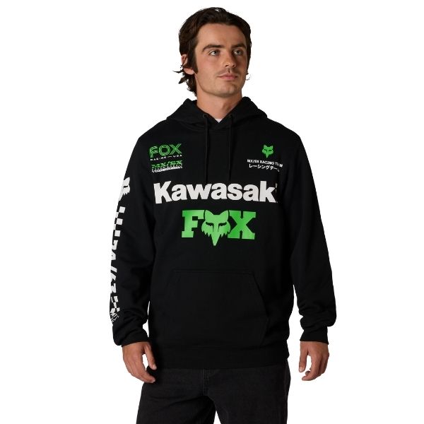 38291-001-L, Fox Racing, Kawasaki Pullover Hoodie, Black, Sizes SM, MD, LG, XL product photo