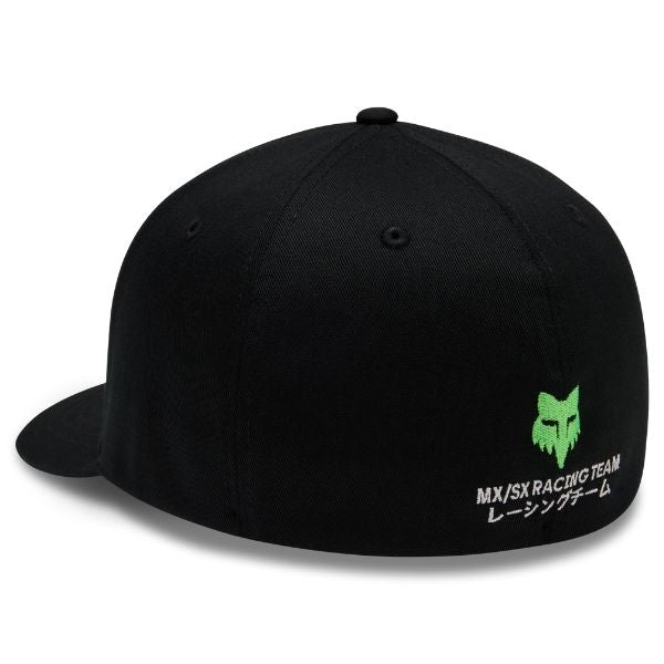 38298-001-L/XL, Fox Racing, Kawasaki Flexfit Hat, Black, Olive Green, Sizes SM/MD, LG/XL product photo