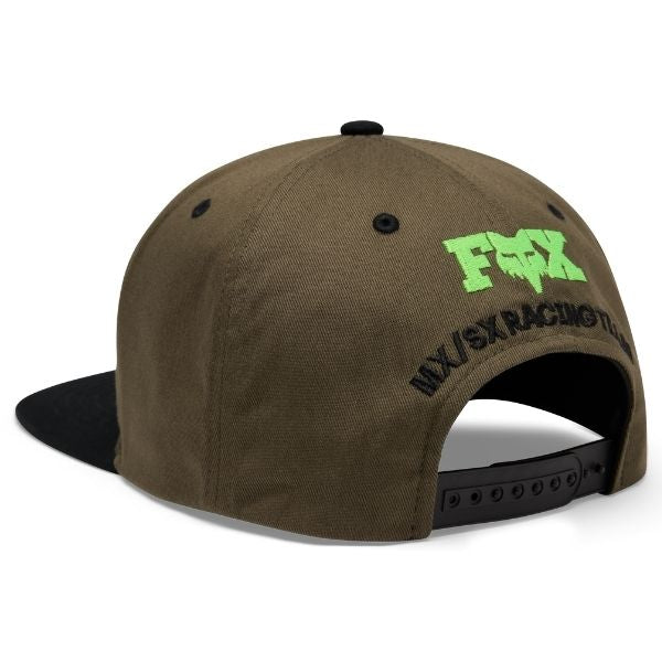 38299-001-OS, Fox Racing, Kawasaki Snapback Hat, Black, Olive Green product photo - alternate view