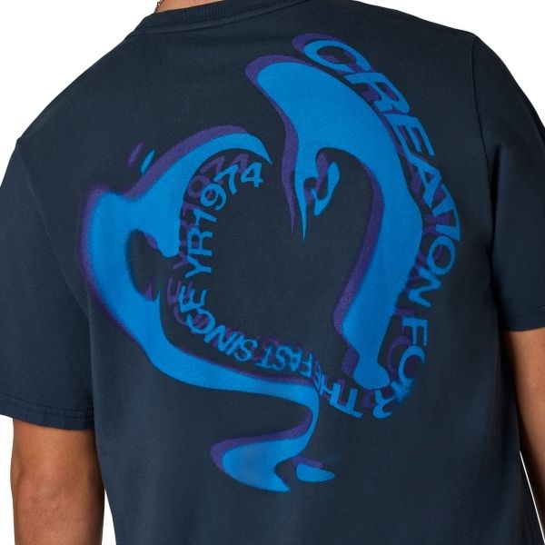 Clean studio shot of Fox Racing Vision 195 Original Tee; showing tee fit, printed graphics, and crew neckline; SKU 38309-089-S; Sizes: S-2XL - alternate view