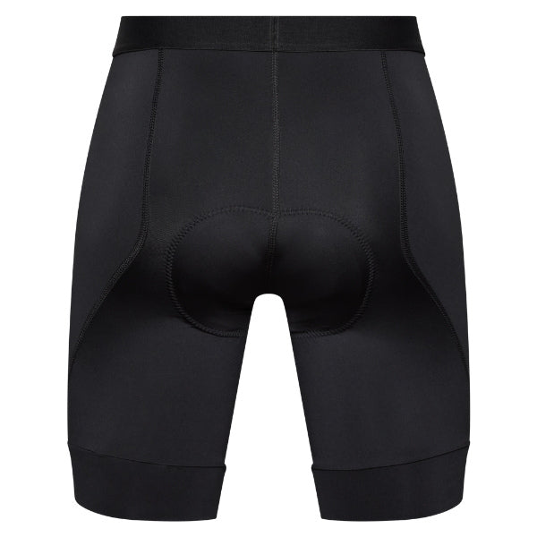 Fox Racing Tecbase Lite Liner Shorts (MTB) in Black, rear product view, with the fitted stretch body, flat seams, wide waistband, shaped leg openings, and Fox waist logo. Available options—Color: Black; Size: SM, MD, LG, XL, 2X. SKU 33657-001-M. UPC 191972998003.
