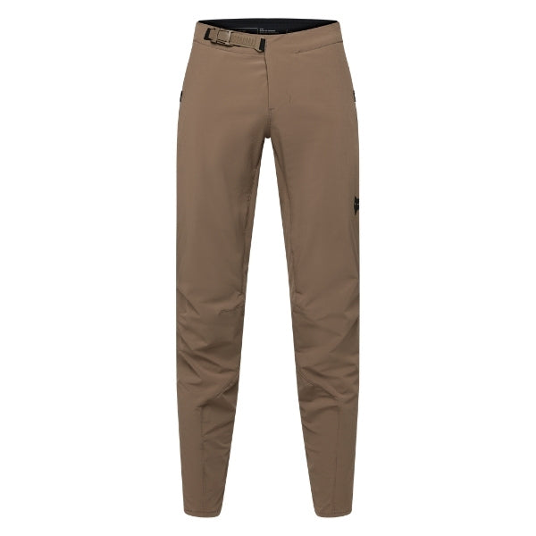 Fox Racing Flexair Fire Pants (MTB) in Nutmeg, rear product view, with the reinforced seat, rear yoke, articulated knees, tapered legs, and lower-leg graphics. Available options—Color: Black, Nutmeg, Galaxy Blue; Size: 28, 30, 32, 34, 36, 38, 40. SKU 40142-512-30. UPC 198571117620.