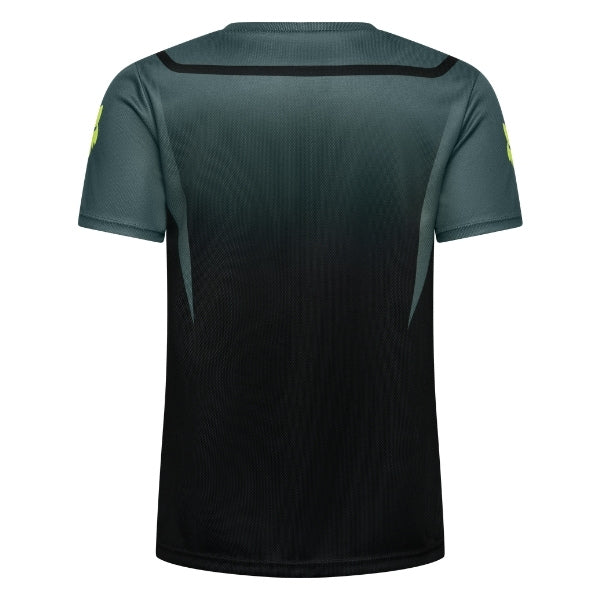 Fox Racing Ranger Foundry Jersey (MTB) (Youth) in Sage, rear product view, with the back graphic, shoulder panels, long sleeves, and drop-tail hem. Available options—Color: Sage; Size: Y-SM, YMD, Y-LG, Y-XL. SKU 40165-221-YM. UPC 198571120262.