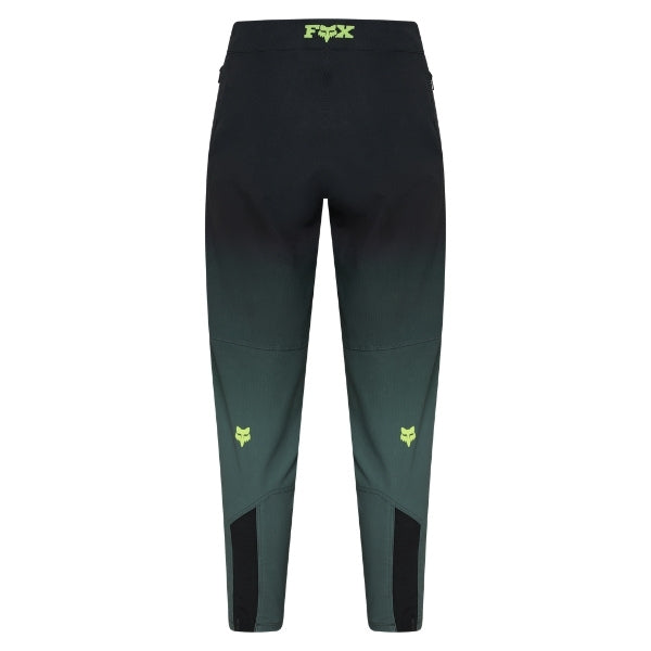 Fox Racing Ranger Foundry Pants (MTB) (Youth) in Sage, rear product view, with the reinforced seat, rear yoke, articulated knees, tapered legs, and lower-leg graphics. Available options—Color: Sage; Size: Y-22, Y-24, Y-26, Y-28. SKU 40213-221-24. UPC 198571120460.