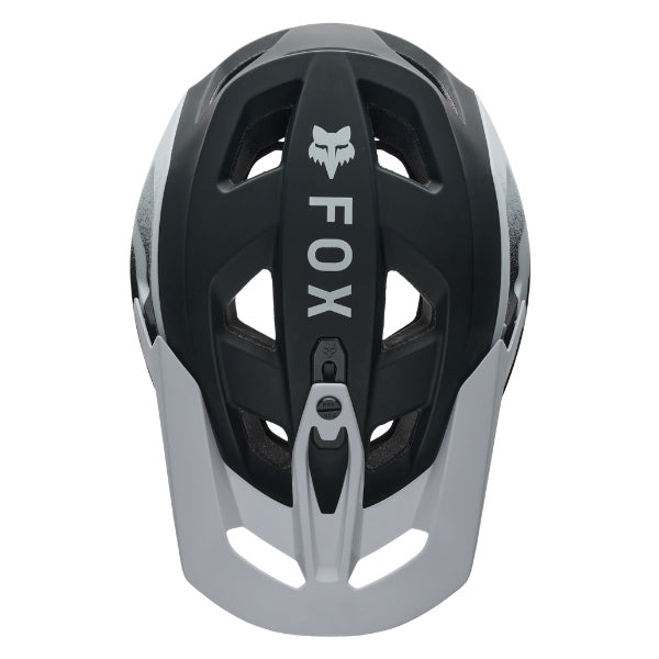 Fox Racing Speedframe Charge Helmet (MTB) (Youth) in Sky Blue, left-side profile, with the extended visor, open face port, angular chin bar, side vents, and Fox graphics. Available options—Color: Black, Red, Sky Blue. SKU 42305-D67-OS. UPC 198571103104.