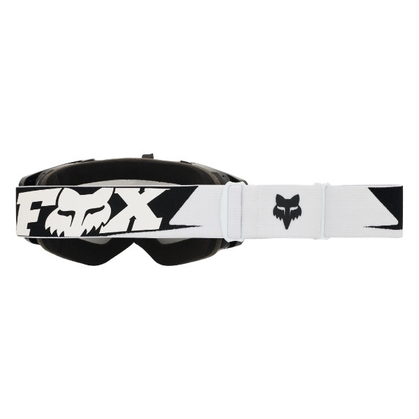 Fox Racing Vue Core Goggles in Blue Jewel, straight-on lens view, with the curved lens, vented frame, nose bridge, foam edge, and Fox-branded strap. Available options—Color: Black, Blue Jewel, Red. SKU 40566-364-OS. UPC 198571124215.
