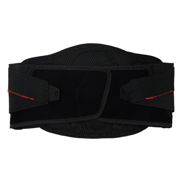 Fox Racing Titan Sport Belt (Youth) in Black, rear interior view, with the wide hook-and-loop waist straps, molded lumbar support panels, perforations, and mesh lining. Available options—Color: Black.