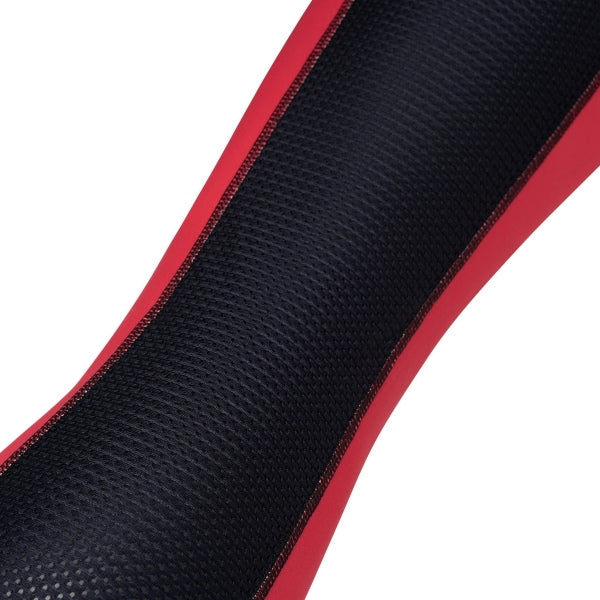 Fox Racing Flexair Knee Brace Socks in Grey, full-length side view, with the ribbed cuff, knitted Fox graphics, shaped heel, reinforced toe, and ventilated stretch knit. Available options—Color: Black, Blue, Red, Grey; Size: MD, LG.